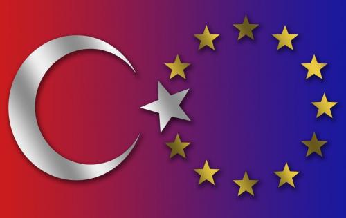 EU stars and Turkey cresent with merged star