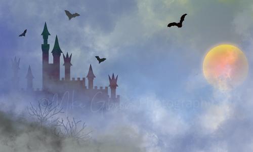 Halloween castle in clouds 3