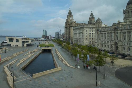 Liverpool with Ferry terminal and Liverbirds buiolding