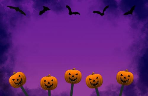 WIP halloween pumpkins and bats purple background 2